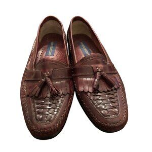 Giorgio Brutini Mens Brown Leather Tassel Loafers Woven Size 10 EEE